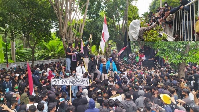 Demo Tolak Omnibus Law di Banyuwangi Kondusif, Polwan Berhijab Pandu Baca Asmaul Husna Demo Tolak Omnibus Law di Banyuwangi Kondusif, Polwan Berhijab Pandu Baca Asmaul Husna