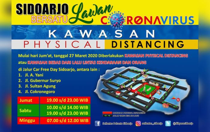 Tekan Penyebaran Corona di Sidoarjo, Jalan-jalan ini Ditutup Pada Jam-jam Tertentu Tekan Penyebaran Corona di Sidoarjo, Jalan-jalan ini Ditutup Pada Jam-jam Tertentu