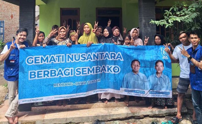 Menangkan Prabowo Gibran, Gemati Nusantara Kampanye Sambil Bagi-Bagi Sembako di Rembang