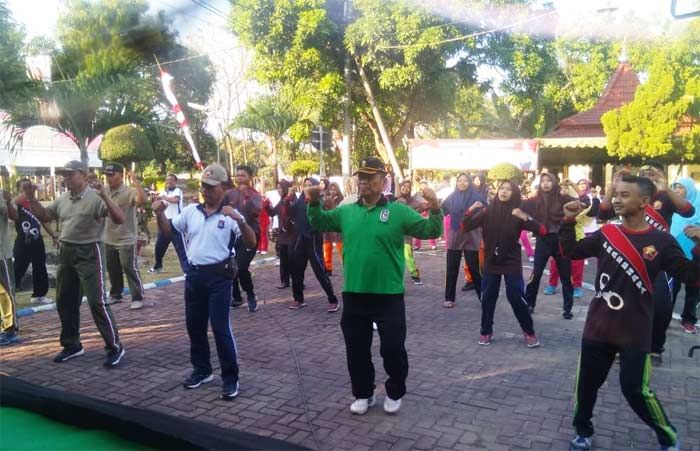 Puncak HUT Bhayangkara, Polsek Kerek Gelar Olahraga Bersama Tiga Pilar