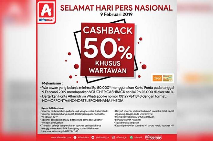 Sambut Hari Pers 2019, Alfamidi Beri Cashback 50 Persen Khusus Wartawan