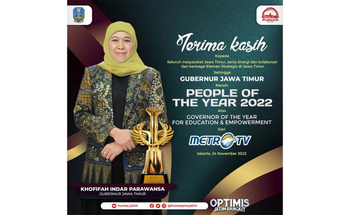 Gubernur Khofifah Raih Predikat Governor of the Year for Education and Empowerment Tahun 2022