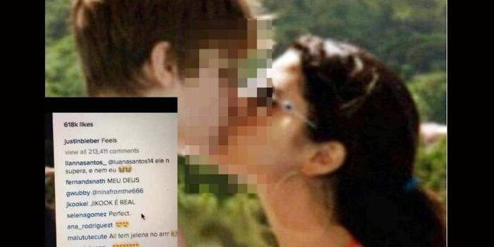 Adegan ciuman mesra Justin Bieber dan Selena Gomez. foto: repro mirror.co.uk