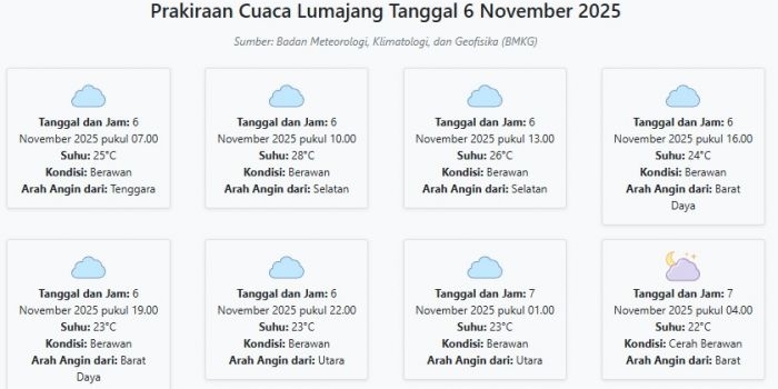 prakiraan-cuaca-lumajang-hari-ini-kamis-6-november-2025-suhu-22-28°c-kecepatan-angin-10-8-ms