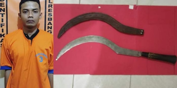 Pelaku beserta barang bukti diamankan di Mapolsek Sepuluh.