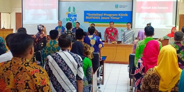 Sosialisasi program klinik BUM DESA dilaksanakan di kantor DPMD Jatim. Acara sosialisasi dilanjutkan dengan pelatihan hingga beberapa hari ke depan. foto: istimewa