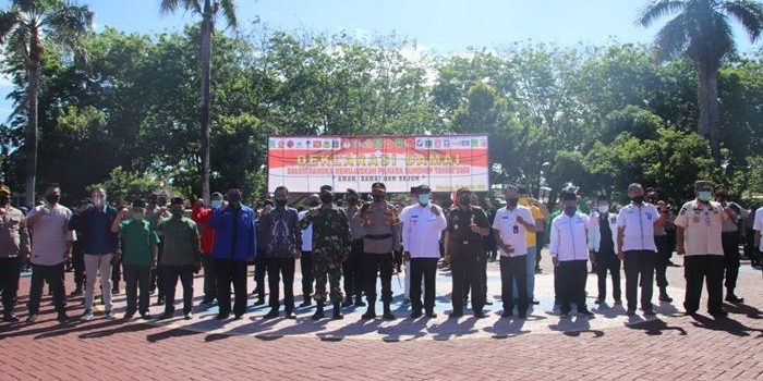 Polres Sumenep menggelar deklarasi damai bersama perwakilan pimpinan 16 parpol.