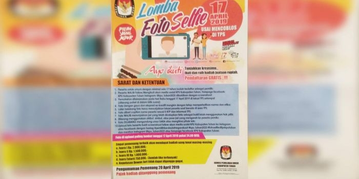 Syarat dan ketentuan lomba foto selfie KPU Tuban.