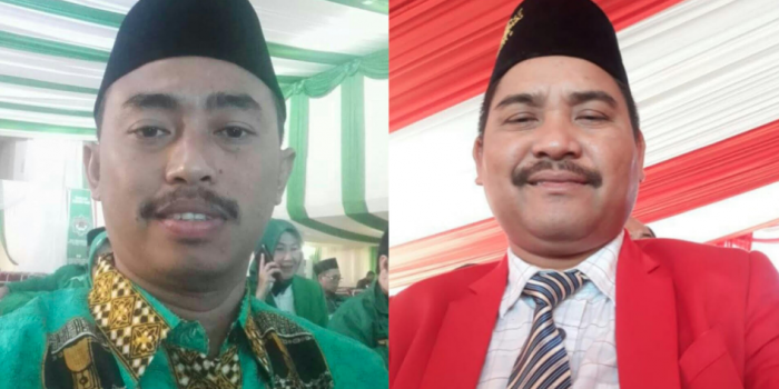 (Dari kiri) ketua PPP Gresik, Khoirul Huda dan  sekretaris PDIP Gresik, Noto Utomo