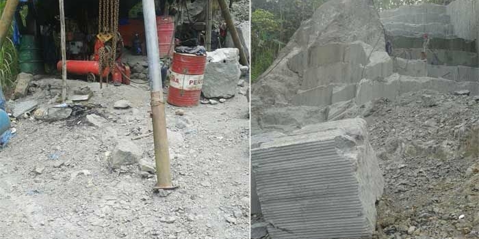 Aktivitas penambangan batuan andesit di Tulakan yang diduga ilegal. foto: Istimewa
