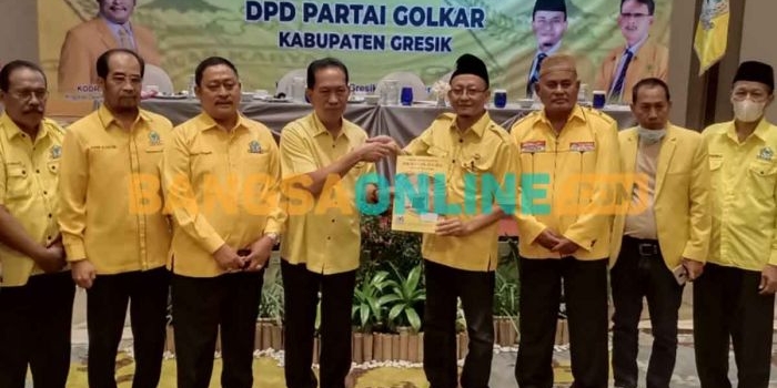 Pengurus DPD Golkar Gresik saat audit organisasi. Foto: SYUHUD/BANGSAONLINE