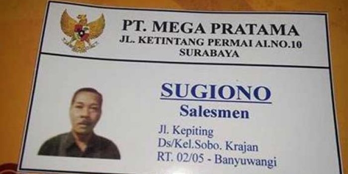 Kartu nama sales yang diduga menipu beberapa warga Ponorogo. foto: istimewa