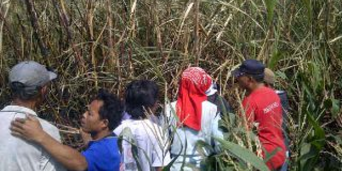 OLAH TKP – Tim Identifikasi Polres Kediri saat menggelar olah tempat kejadian perkara (TKP), di lokasi kejadian, Senin (29/9/2014). foto: arif kurniawan/BangsaOnline

