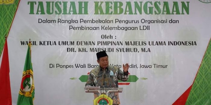 Wakil Ketua Umum Dewan Pimpinan Majelis Ulama Indonesia (DP MUI) Dr. KH. Marsudi Syuhud, M.A. saat memberikan tausiah. foto: ist.