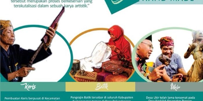 Tiga produk unggulan UMKM di Kabupaten Sumenep, yakni ukiran, batik, dan keris.
