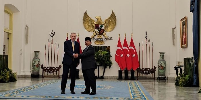 Presiden Prabowo Subianto bersama Presiden Turki Recep Tayyip Erdogan saat menggelar pertemuan di Istana Bogor, Rabu (12/2/2025). Foto: Istimewa
