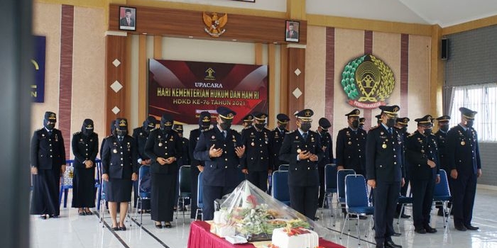 Upacara HDKD Lapas Pemuda Kelas IIA Madiun yang diadakan di Aula Adi Sujadno.
