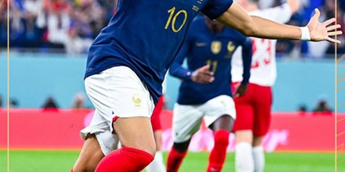 Dua gol Mbappe ke gawang Denmark loloskan Prancis ke 16 besar Piala Dunia 2022 Qatar. 