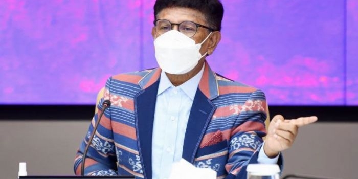 Menkominfo, Johnny G. Plate, ketika menghadiri dialog publik bertajuk 