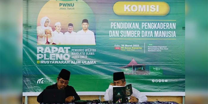 Suasana musyawarah Alim Ulama PWNU Jatim di Ponpes Sunan Bejagung, Kecamatan Semanding, Kabupaten Tuban.