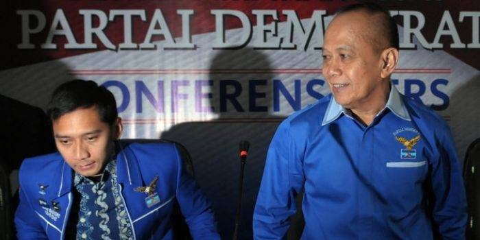 Syarif Hasan bersama Ibas dalam acara Partai Demokrat. Foto: merdeka.com 
