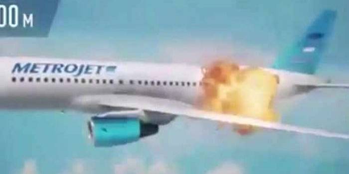 Rekonstruksi meledaknya pesawat Metrojet Rusia, yang diunggah melalui yuotube.com. foto: repro mirror.co.uk