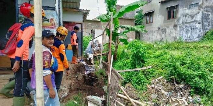 Lokasi ambruknya pondasi rumah warga Desa Pandanrejo, Kecamatan Bumiaji, Kota Batu