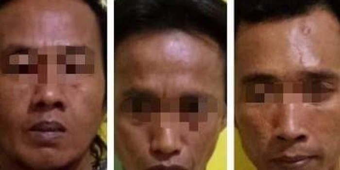 Tiga tersangka yang di gelandang di Polres Banyuwangi.