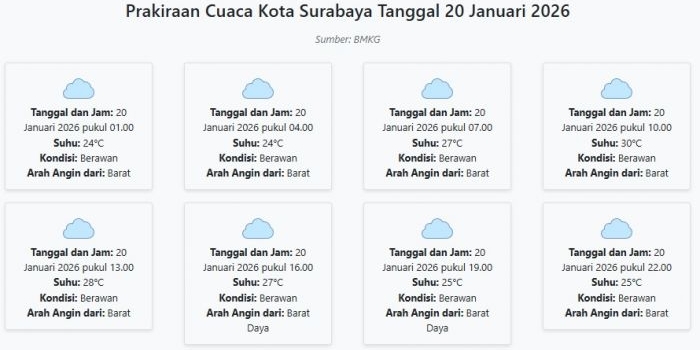 prakiraan-cuaca-kota-surabaya-hari-ini-selasa-20-januari-2026-suhu-24-30°c-kecepatan-angin-46-3-m