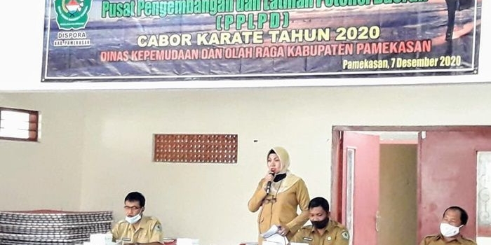 Kegiatan penutupan PPLPD Cabor karate yang dilaksanakan di Aula Kantor Dispora Kabupaten Pamekasan.
