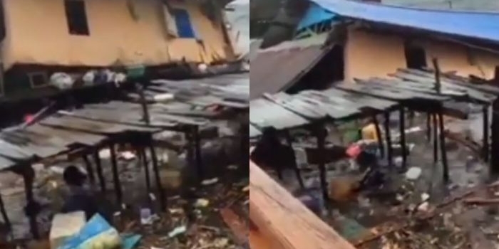 detik-detik rumah ambruk di kota sorong. Foto: ist.