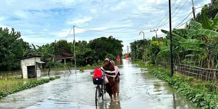 Kondisi banjir di Kecamatan Kartoharjo, Magetan.