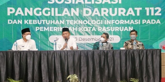Sosialisasi layanan panggilan darurat 112 oleh Diskominfotik Kota Pasuruan.