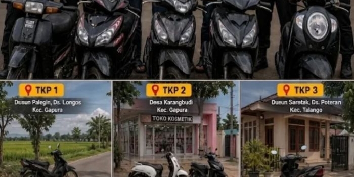 Barang bukti curanmor dari 3 TKP yang dirilis Polres Sumenep