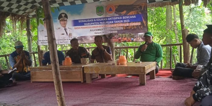 Sosialisasi dan edukasi antisipasi bencana di Sumbertetek, Kecamatan Gempol, Minggu (26/2/2023).