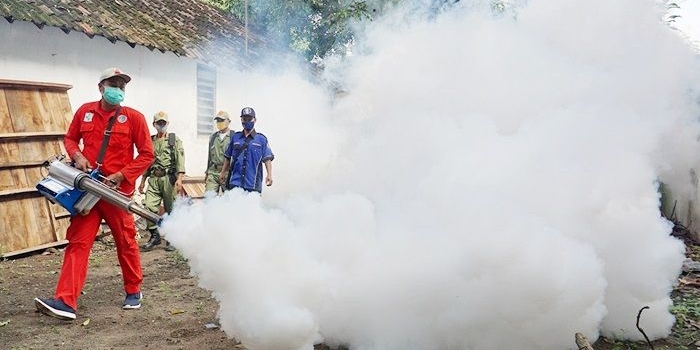Petugas saat melakukan fogging. foto: ist.