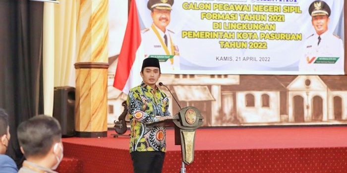 Wakil Wali (Wawali) Kota Pasuruan Adi Wibowo (Mas Adi) saat membuka Orientasi CPNS Formasi 2021.