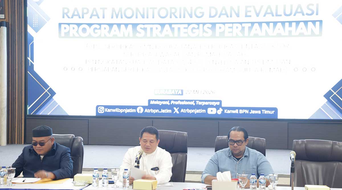 Monev capaian program strategis pertanahan yang diselenggarakan Kanwil BPN Jatim.