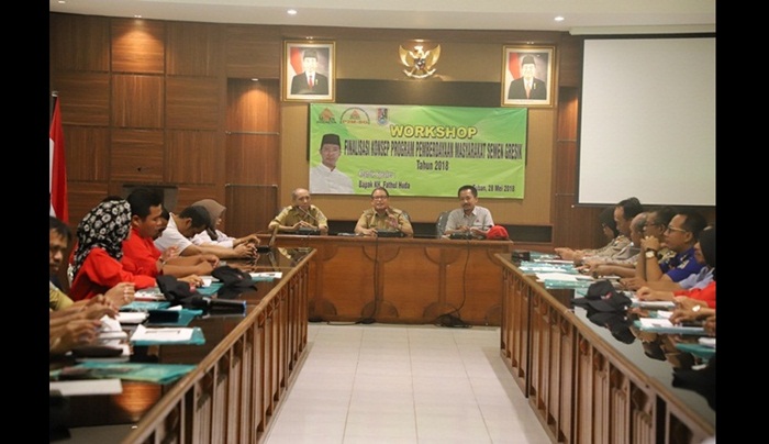 Workshop pendampingan Program Pemberdayaan Masyarakat Semen Gresik (P2M-SG) di ruang rapat Setda Kabupaten Tuban.