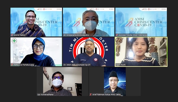 Peluncuran AMSI Crisis Center bersamaan dengan Diskusi Publik “Edukasi Penanganan COVID-19 bagi Pekerja Media” pada Selasa (27/7/2021).