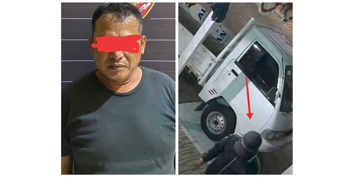 Kolase foto pelaku beserta rekaman CCTV aksi pencurian sparepart mobil di Surabaya. 