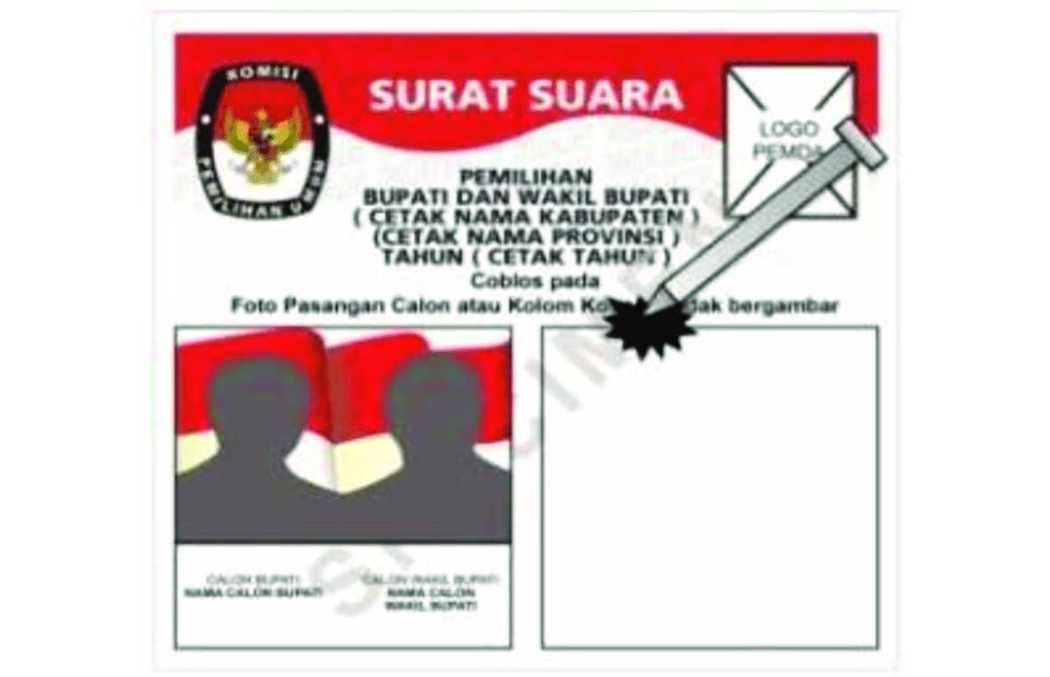 Ilustrasi surat suara paslon tunggal di pilkada.
