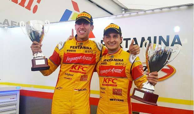 Pembalap Indonesia Sean Gelael akhirnya berdiri di atas podium ajang GP2 balapan feature di Sirkuit Red Bull Ring, Austria, Sabtu (2/7/2016) malam WIB / Dok. Pertamina Campos Racing