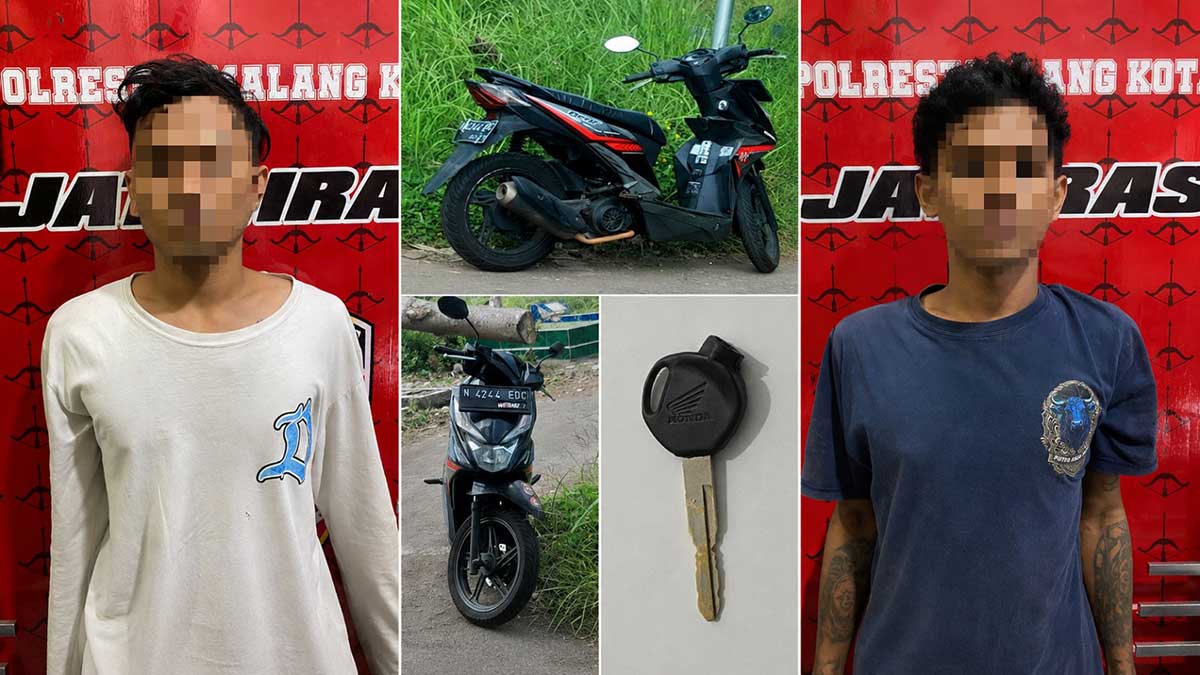 Pelaku curas atau pencurian dengan kekerasan yang diamankan petugas dari Satreskrim Polresta Malang Kota.