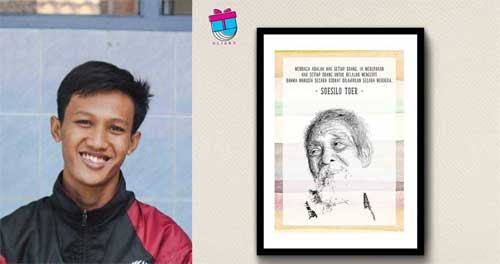 Kokoh Muflikhul, dan cara dia memasarkan karyanya. foto: istimewa/bangsaonline