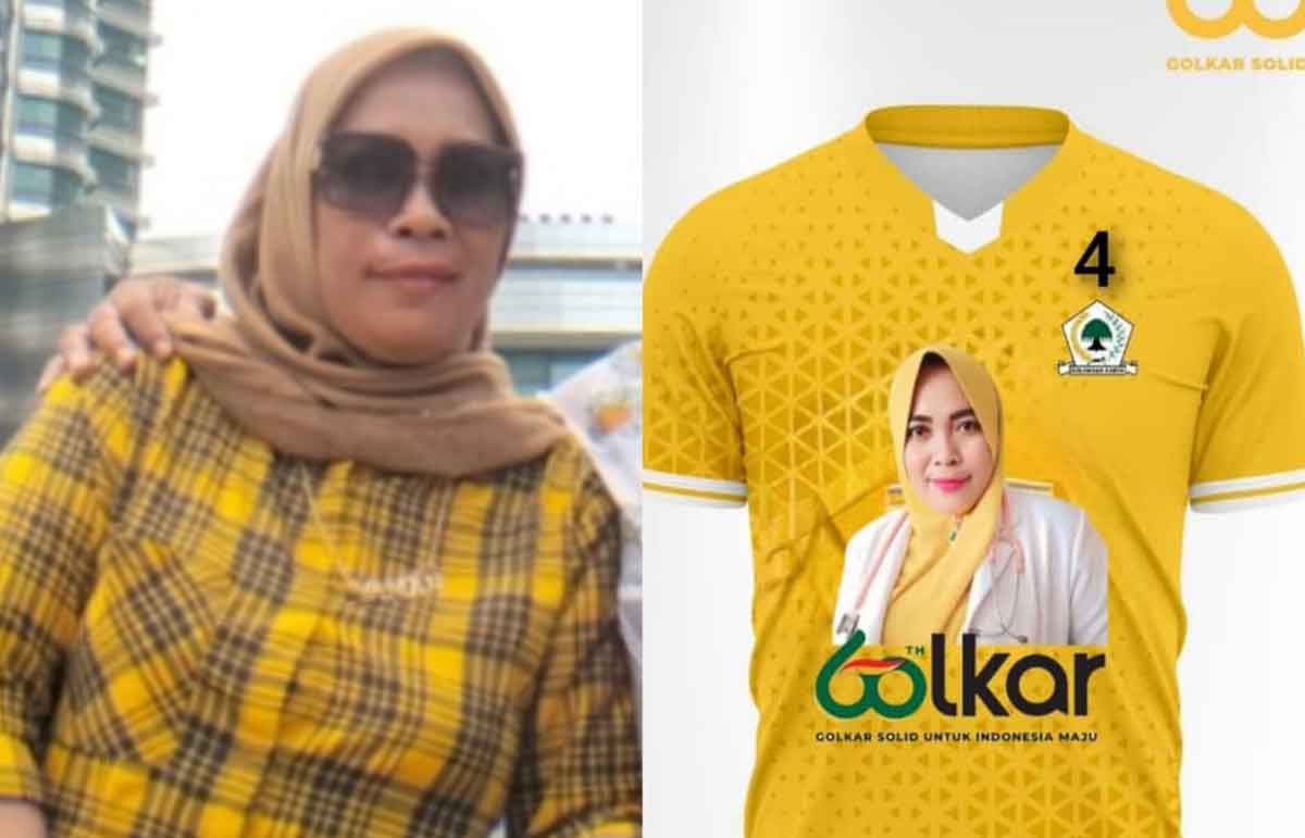 Kolase foto antara atribut  kandidat Ketua DPD Golkar Gresik, Anis Ambiyo Putri.
