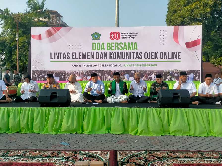 Forkopimda, Lintas Elemen dan Ojol Sidoarjo Gelar Doa Bersama