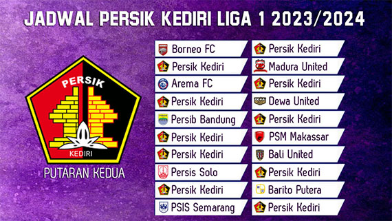 Jadwal Lengkap Persik Kediri di Liga 1 2023/2024 Putaran Kedua