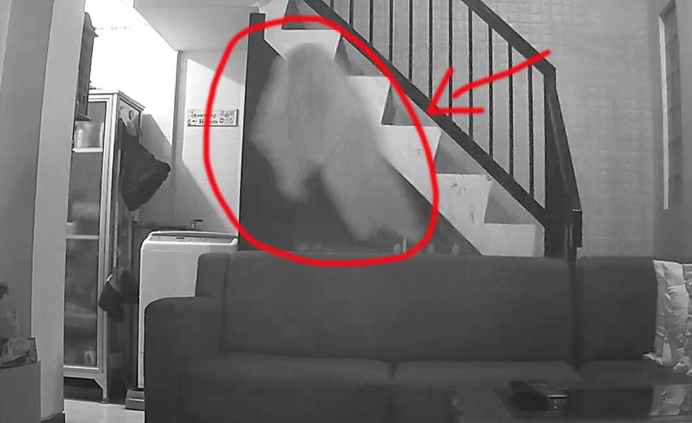 Aksi pelaku pencurian yang nampak seperti hanya bayangan putih saat terekam CCTV.