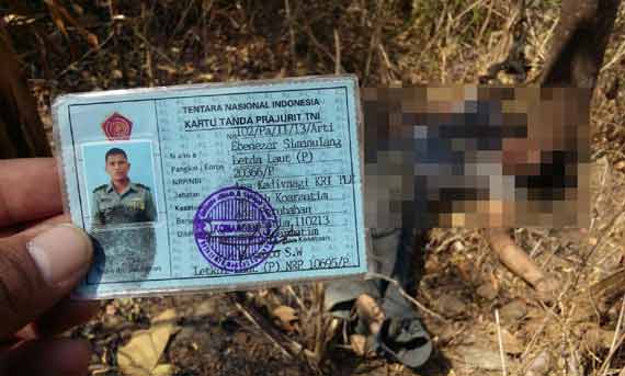 Jasad perwira TNI AL yang tergeletak di jurang, ditemukan warga. foto: soewandito/BANGSAONLINE